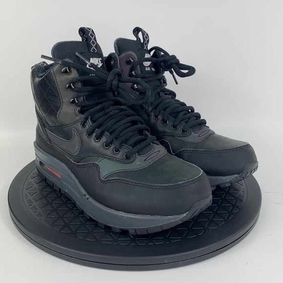 Nike Air Max 1 Mid Sneakerboot Black Water Repel 807307-001 Women’s Size 7 - Picture 7 of 14